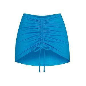 SKIMS SWIM RUCHED MINI SKIRT TURQUOISE BLUE SIZE MEDIUM